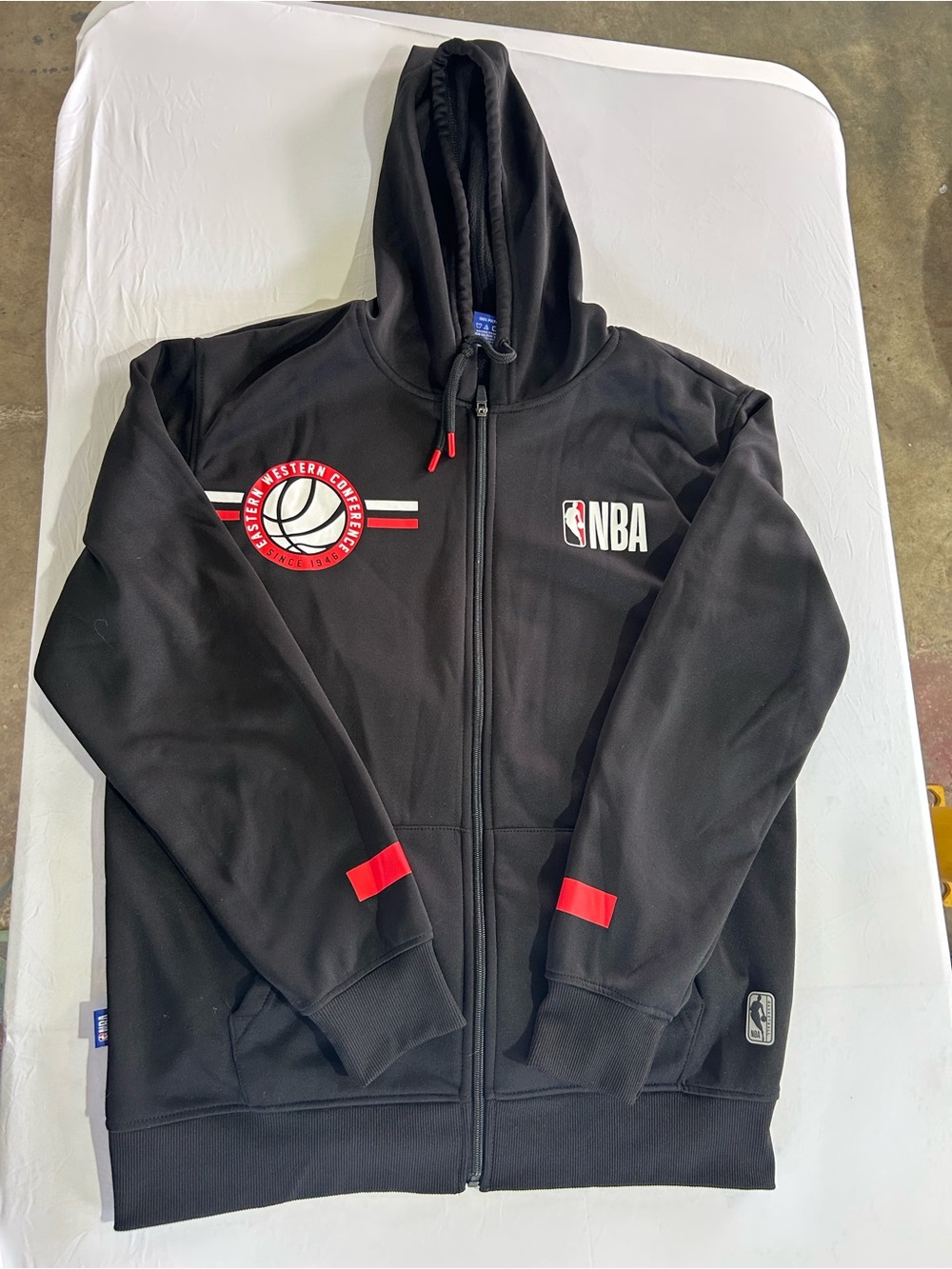 NBA Black Hoodie with Red Accents and White Logo